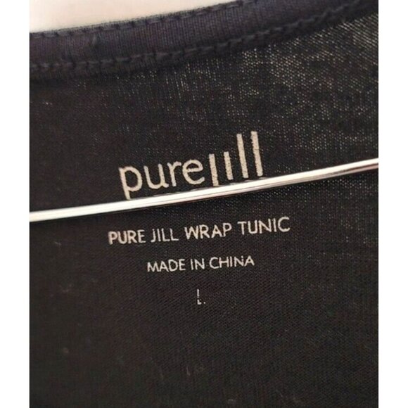 J Jill Pure Jill Womens sz L black 3/4 sleeve round neck Wrap tunic - Picture 3 of 11